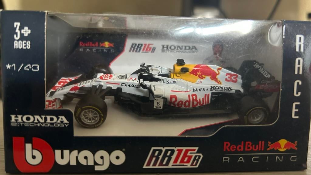 Red Bull RB16B 1:43 - Special White Livery GP Turkije 2021, Ophalen, Zo goed als nieuw, Auto, Bburago