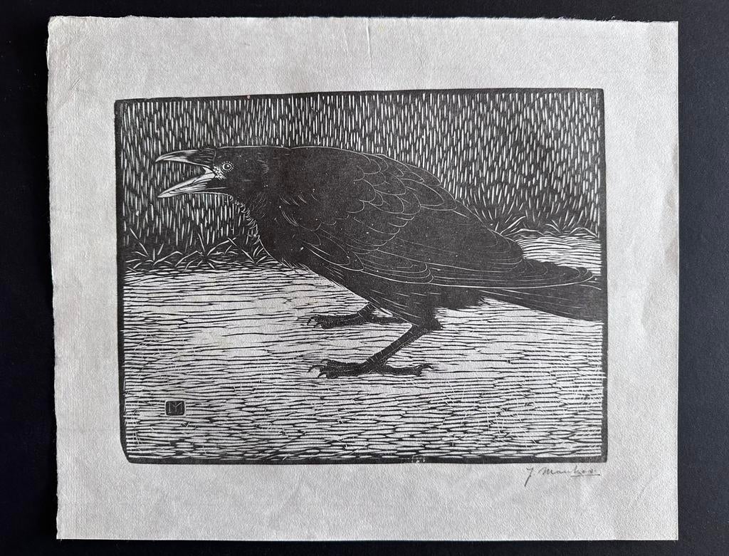 Jan Mankes 1889-1920 / Houtsnede Schreeuwende Kraai 1918, Ophalen of Verzenden