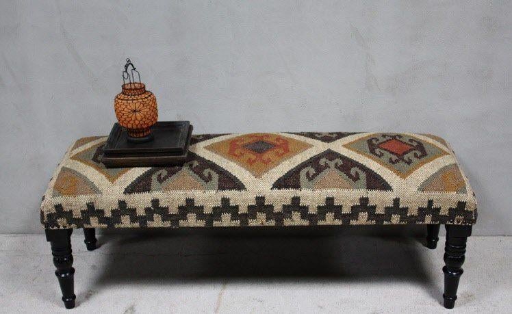 Werelds Landelijk Kelim Bankje Sofa Sober Stoer Hocker Uniek, Overige materialen, Minder dan 75 cm, Ophalen of Verzenden, Minder dan 150 cm