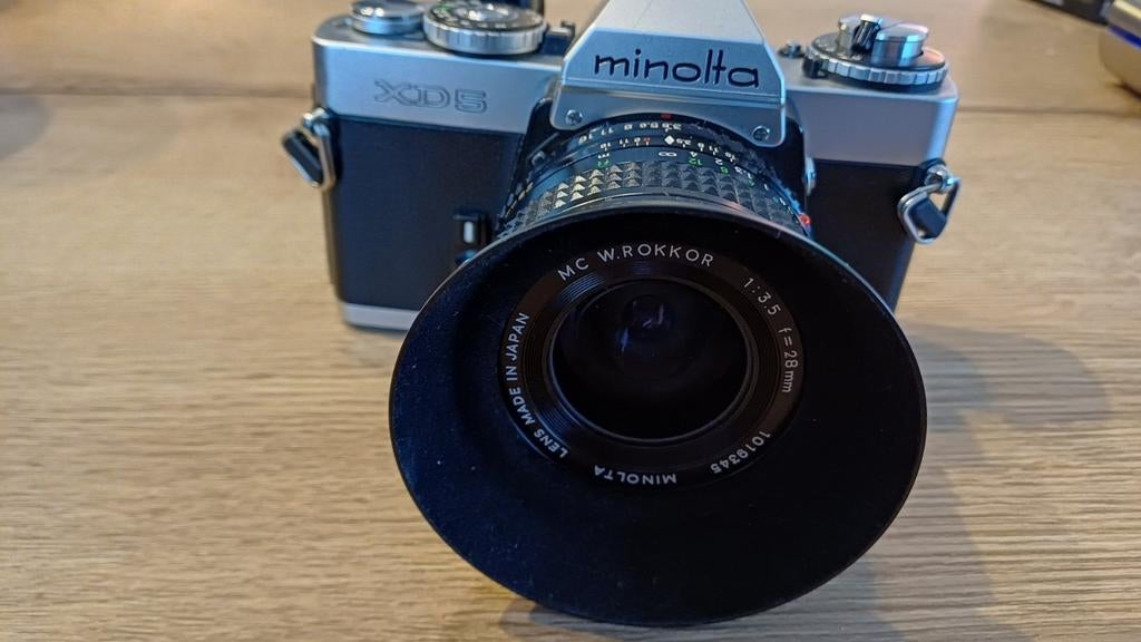 Minolta XD5 met MC rokkor 28mm 3.5, Ophalen of Verzenden, Spiegelreflex, Minolta