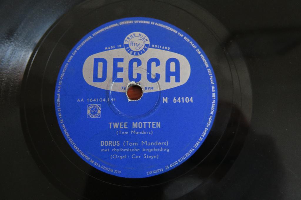 Dorus Twee Motten 78 toeren jukebox 78rpm smartlap hits 1955, Ophalen of Verzenden, Gebruikt, 10 inch, Levenslied of Smartlap