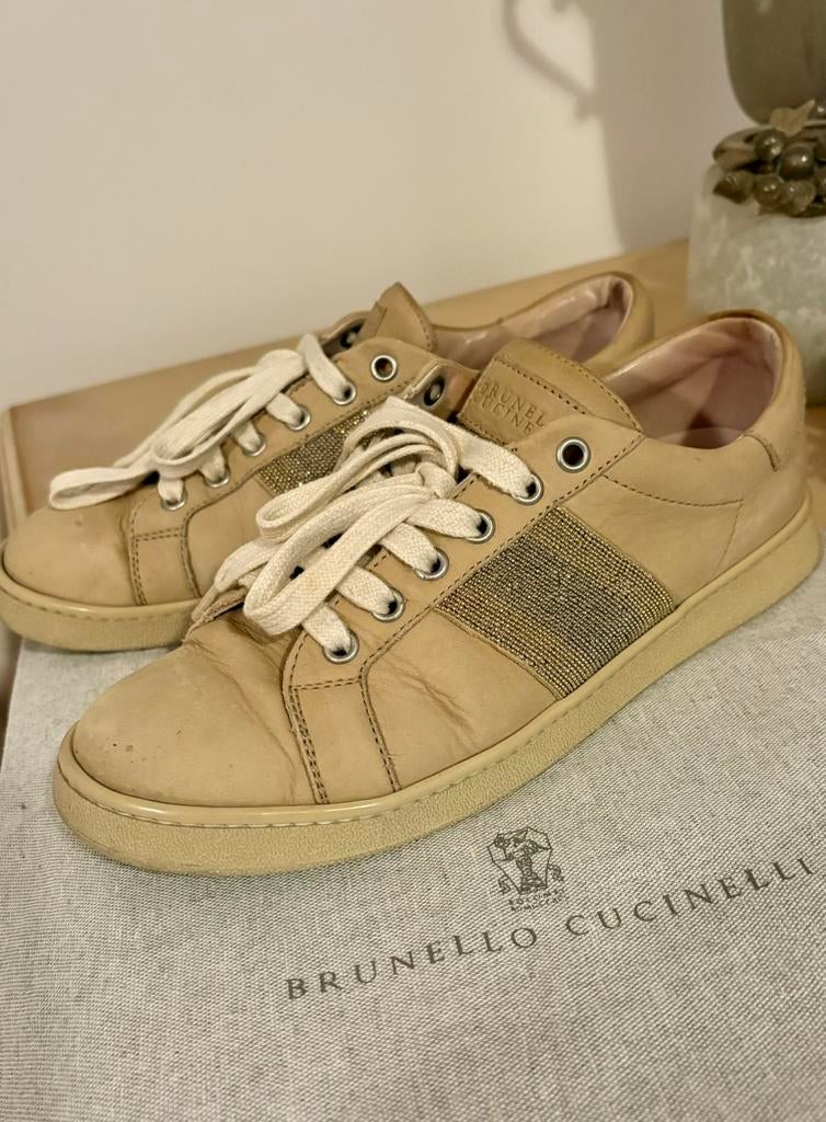 Brunello Cucinelli /Pauw M 37,5 (38) twv 1.040 sneakers leer, Brunello Cucinelli, Beige, Ophalen of Verzenden, Sneakers of Gympen