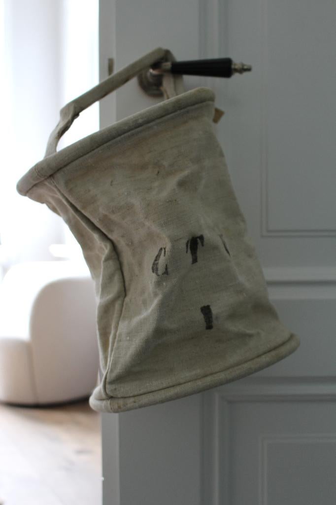 Oude Franse brocante linnen waterzak Nr.1 *Pronck & Praal*, Antiek en Kunst, Curiosa en Brocante, Ophalen of Verzenden