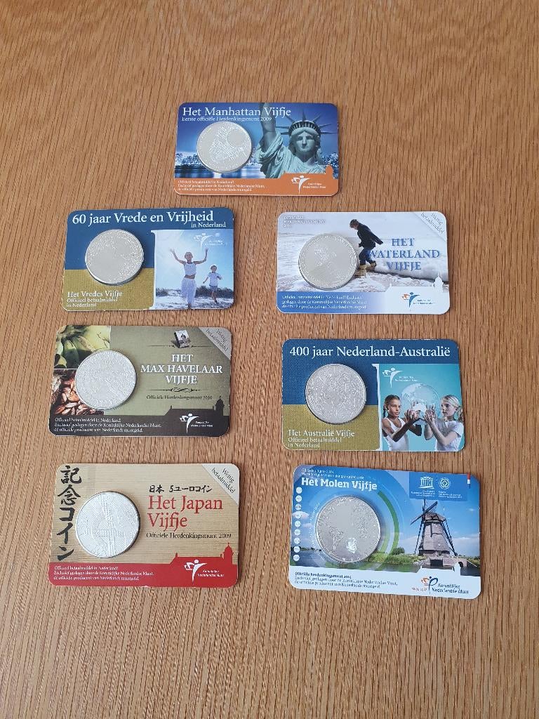 Diverse Vijfjes UNC Coincard, Verzenden, Koningin Beatrix, Euro's, Losse munt