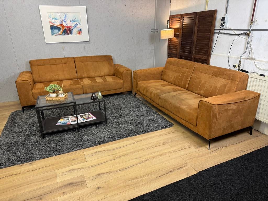 Nette Cognac 2-Zits Banken- Gratis Bezorgd, 75 tot 100 cm, Ophalen of Verzenden, Zo goed als nieuw, Noordkade 68A