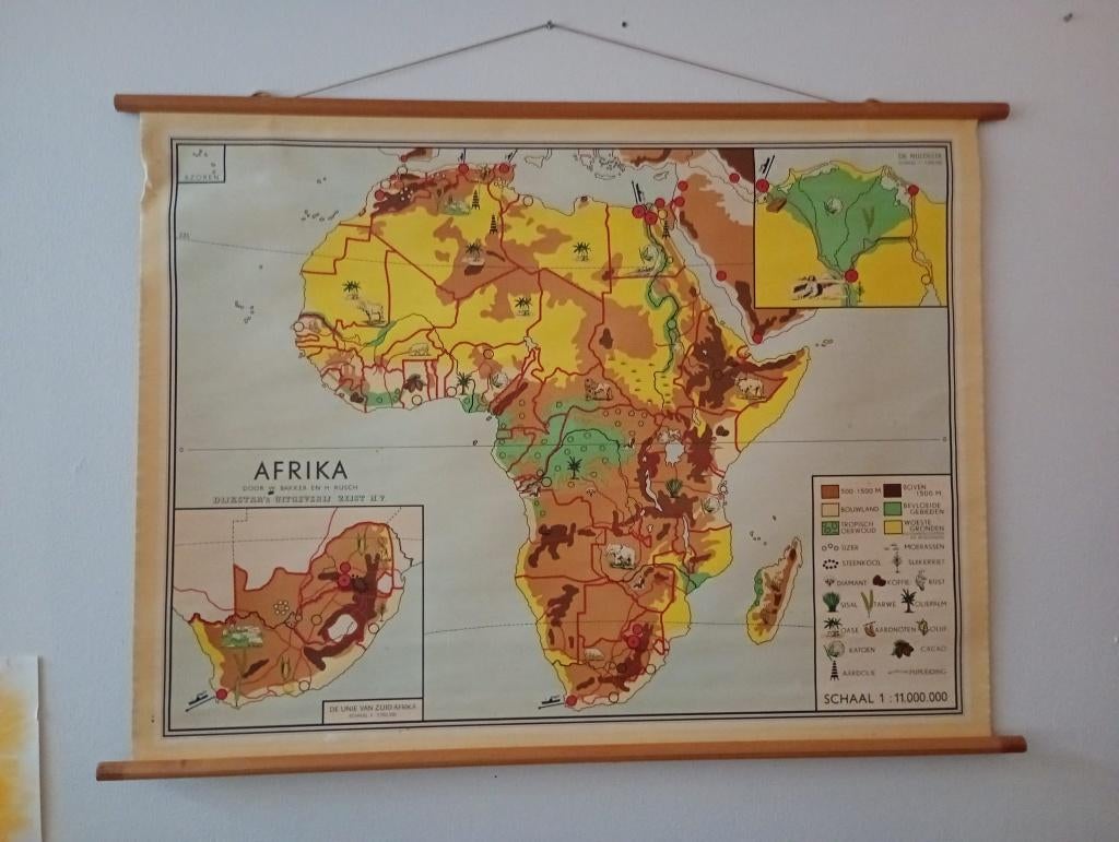 schoollandkaart Afrika, Antiek en Kunst, Antiek | Schoolplaten, Ophalen, Aardrijkskunde