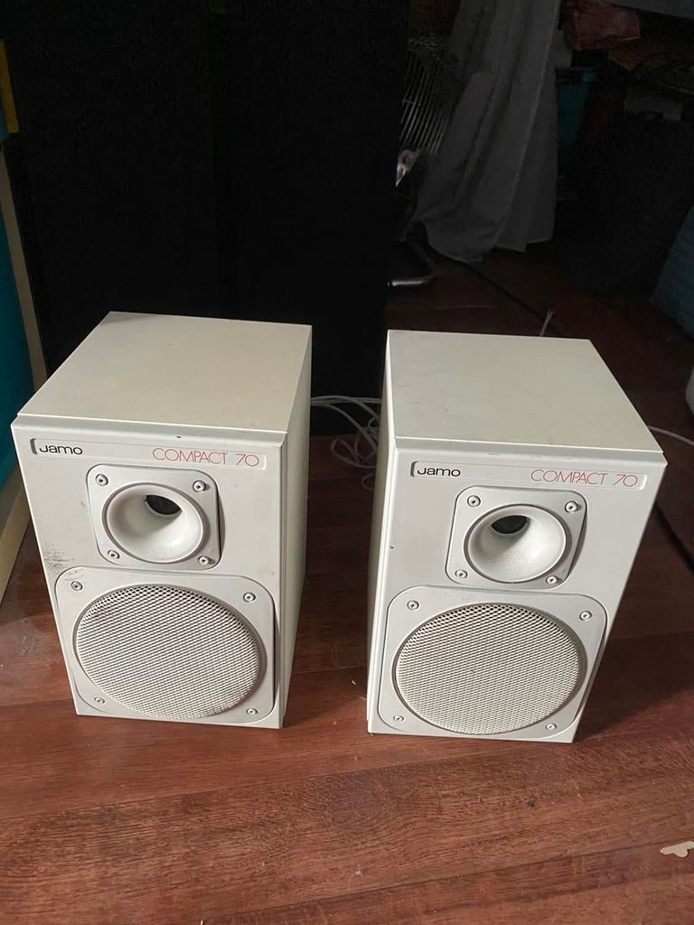 Jamo compact 70 speakers wit, Audio, Tv en Foto, Luidsprekers, Gebruikt, Ophalen of Verzenden, 60 tot 120 watt, Front, Rear of Stereo speakers
