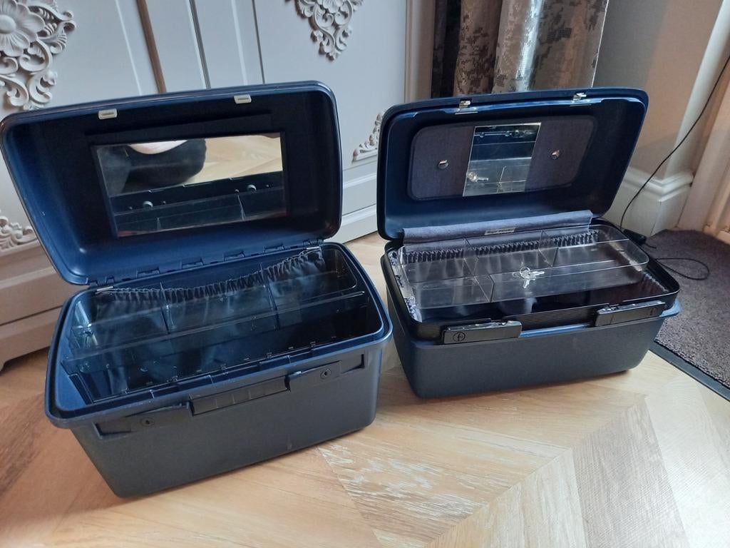 Make up koffer beautycase 2 stuks blauw, Sieraden, Tassen en Uiterlijk, Beautycases, Ophalen of Verzenden, Gebruikt, Blauw