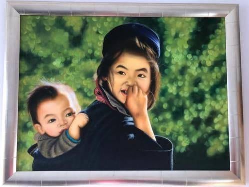 Aziatische schilderij moeder en kind, Ophalen