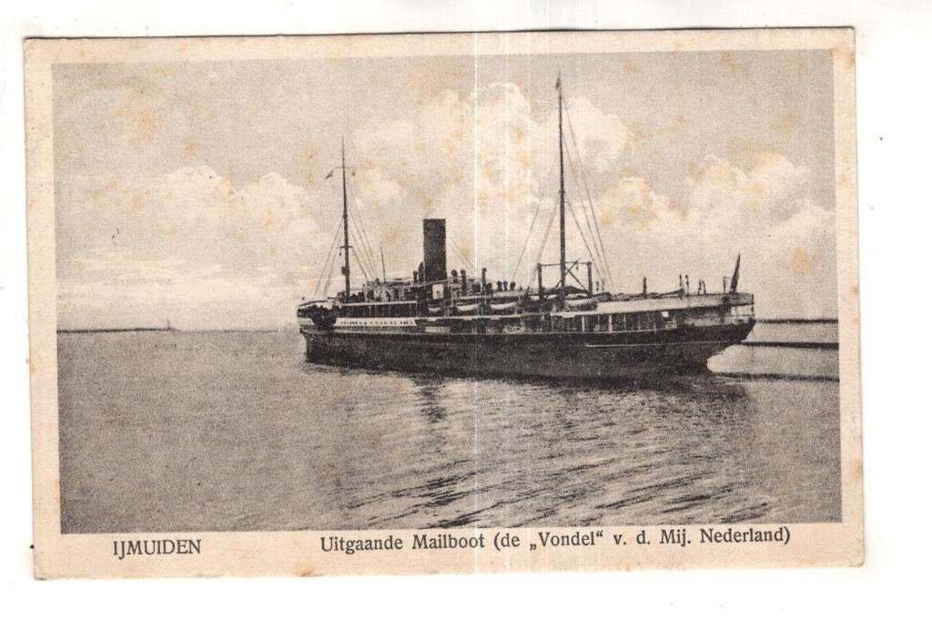 Ijmuiden  Postboot  de Vondel  1927, Verzenden, 1920 tot 1940, Gelopen, Noord-Holland