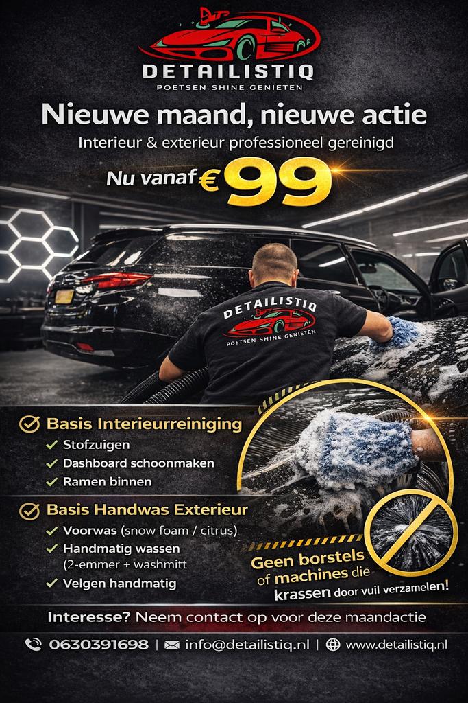 Nieuwe maand actie Nu vanaf slechts €99 interieur&exterieur, Diensten en Vakmensen, Auto en Motor | Poetsers en Wassers
