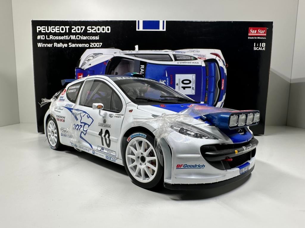 PEUGEOT 207 S2000 #10 RALLY SANREMO 2007 1:18 SUN STAR NIEUW, Ophalen of Verzenden, Nieuw, Auto, Sun Star