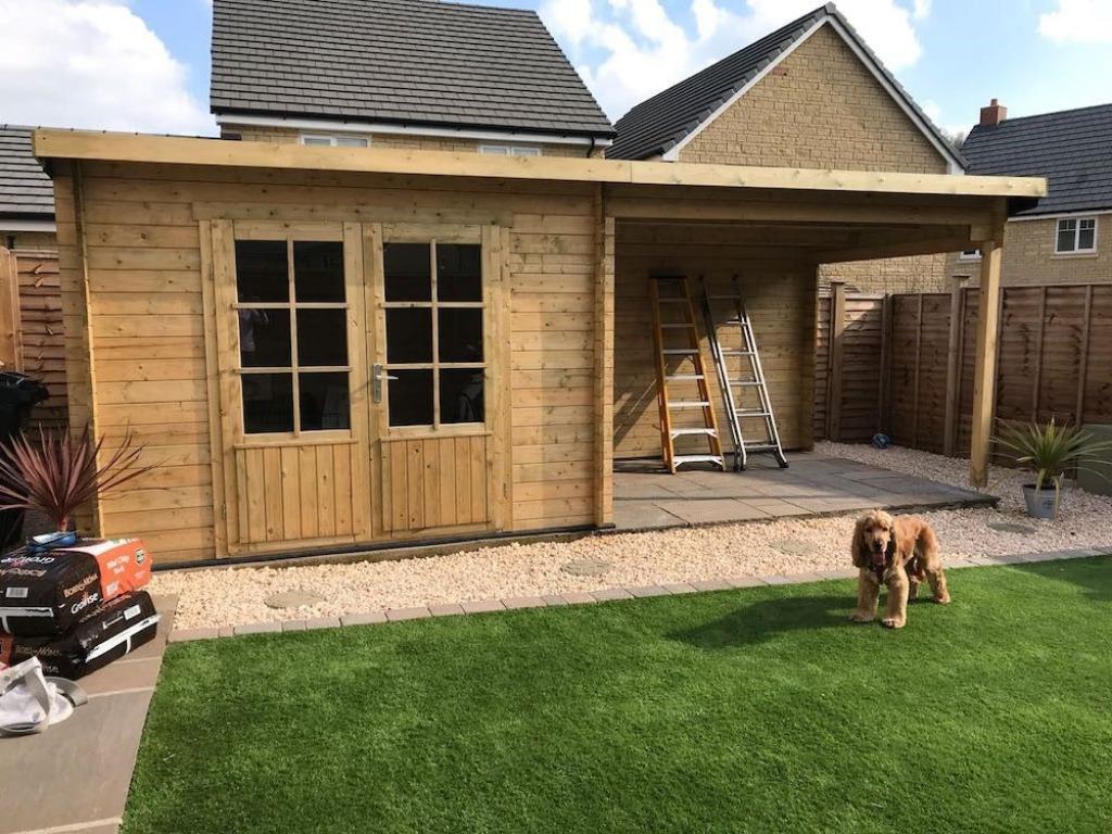 KOOPJE! Blokhut Freddy 300x250 + luifel 298cm NU VANAF 1.979, 250 tot 500 cm, Blokhut, Nieuw, Ophalen of Verzenden