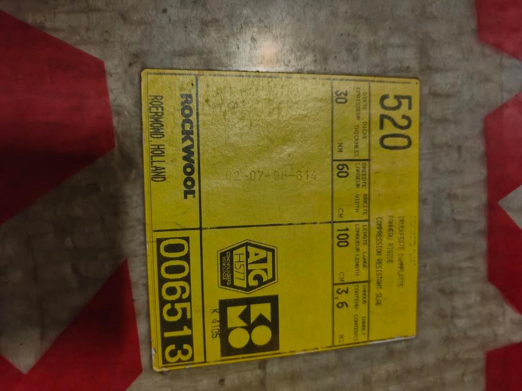 Rockwool Isolatieplaten - 5,4 m2 (9 stuks), Doe-het-zelf en Verbouw, Isolatie en Afdichting, Dakisolatie, Nieuw, 5 tot 10 m², Glaswol