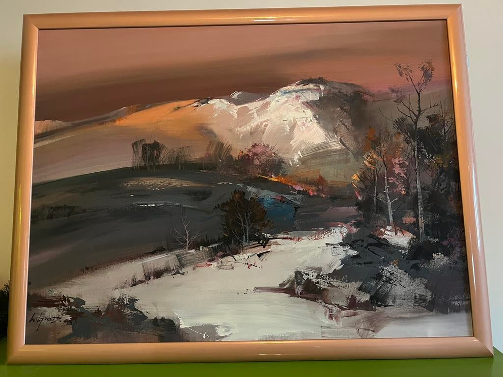 Schilderij Abstract Winterlandschap Wilfred Lang, Ophalen