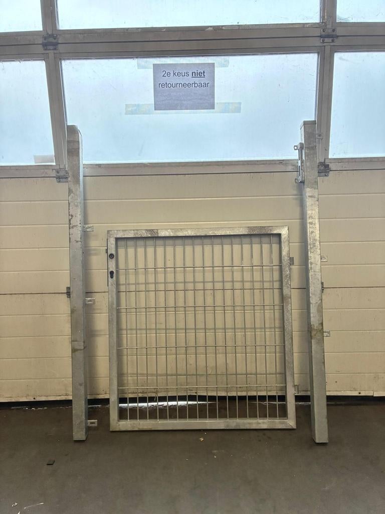Enkele Tuinpoort - 100 x 90 cm - Verzinkt - Tweede Keus, Gebruikt, 100 tot 150 cm, Industriestraat 8a, 7582CR Losser, Draaipoort