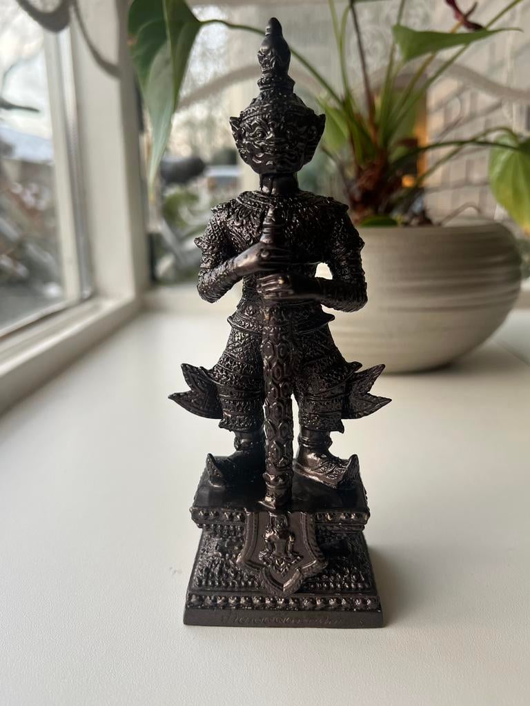 Antieke Thaise bronzen tempelwachter Thao Wessuwan (ca.1900), Antiek en Kunst, Kunst | Niet-Westerse kunst, Ophalen of Verzenden