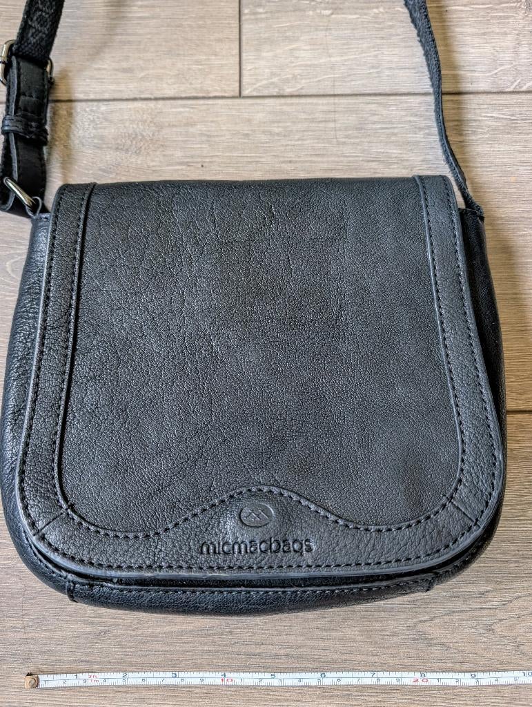 Mooie lederen tas van MicMacBags, Ophalen of Verzenden, Zo goed als nieuw, Zwart, Schoudertasje