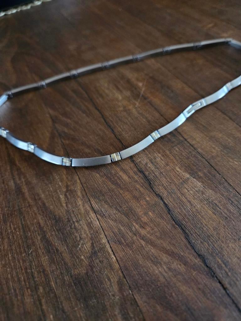 Mooie Boccia titanium ketting met goud verguld, Ophalen of Verzenden