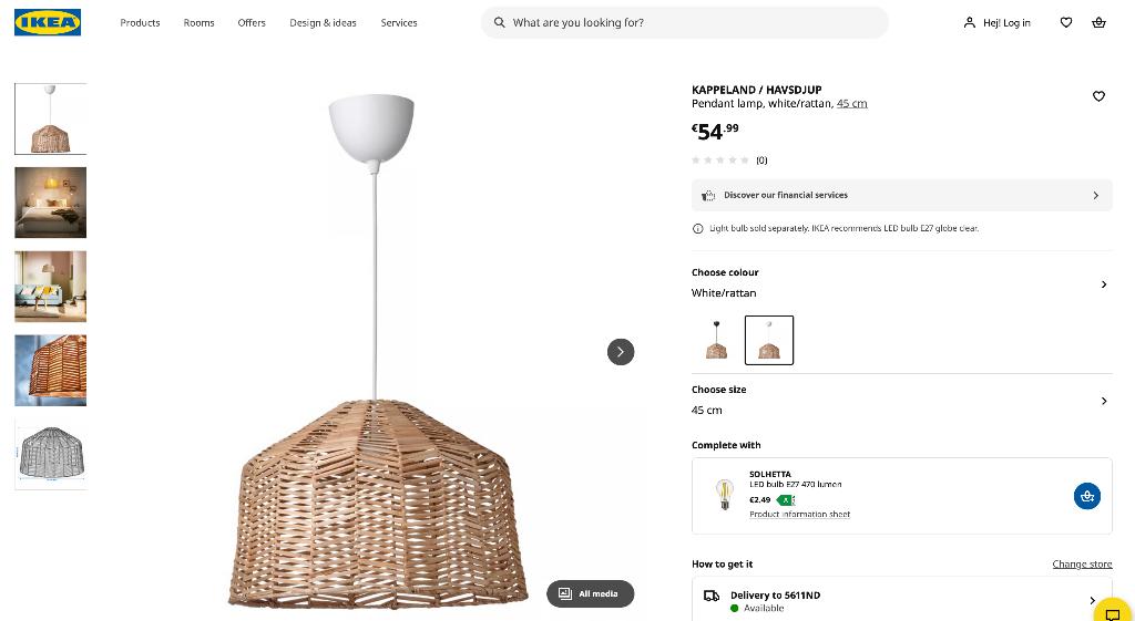 IKEA lamp, Huis en Inrichting, Ophalen, Zo goed als nieuw, Minder dan 50 cm