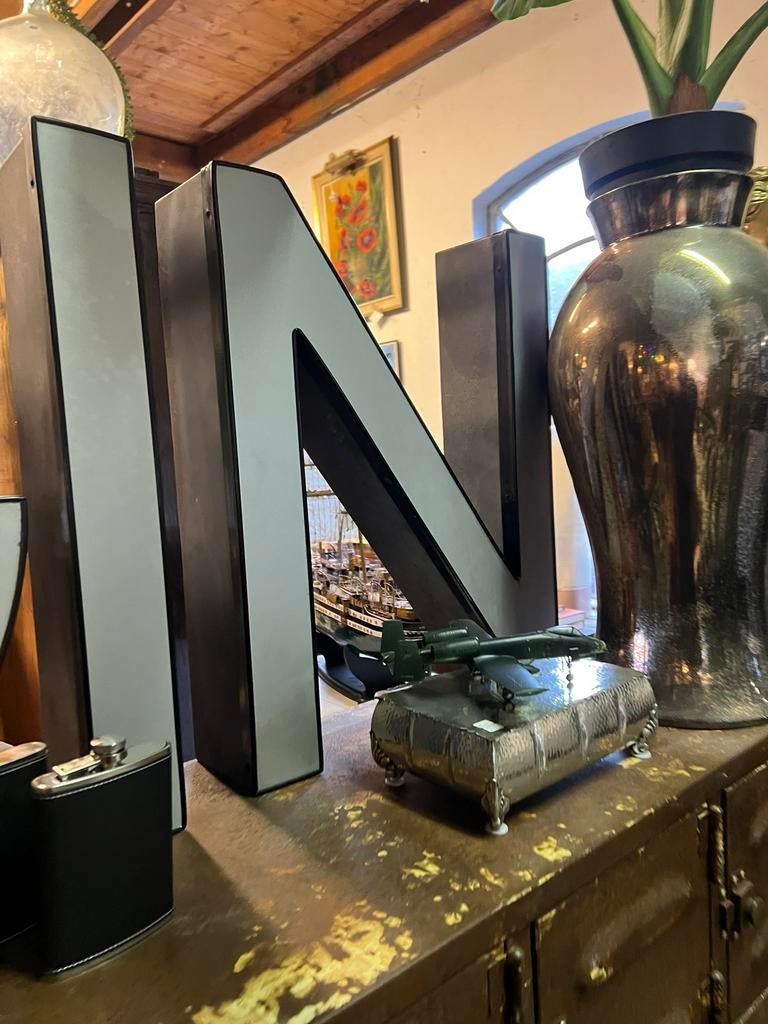 Grote oude gevel reclame GIN losse letters 60 cm, Ophalen, Reclamebord, Gebruikt, Nvt