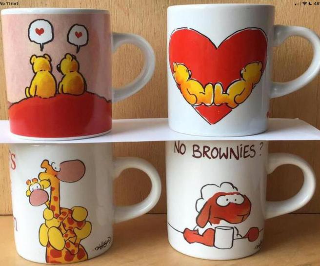 Leendert Jan Vis espresso mok (4x) - ZGAN, Ophalen of Verzenden, Zo goed als nieuw, Overige stijlen, Kop(pen) en/of Schotel(s)