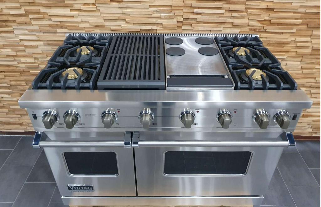 Luxe Viking Fornuis 120cm RVS 2 GASOVEN teppanyaki & Grill, Niet ingevuld, 60 cm of meer, Niet ingevuld, Zo goed als nieuw