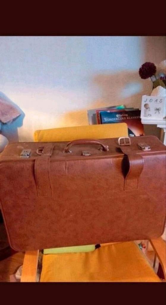 Vintage Echte Leren bruine koffer 50x75 de man Meus lederwar, Ophalen of Verzenden