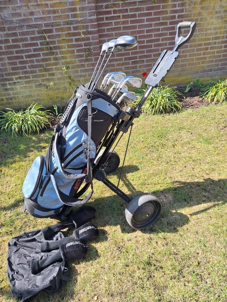 Linkshandige heren golfset Echelon met golftrolley, Sport en Fitness, Golf, Ophalen, Zo goed als nieuw, Set
