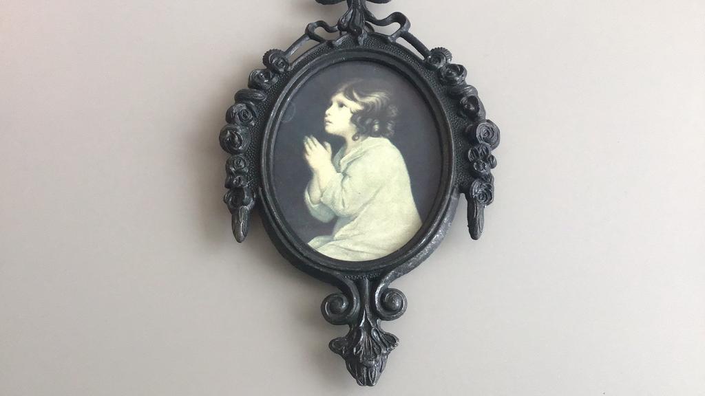 Oud bid prentje in metalen lijst, Ophalen of Verzenden