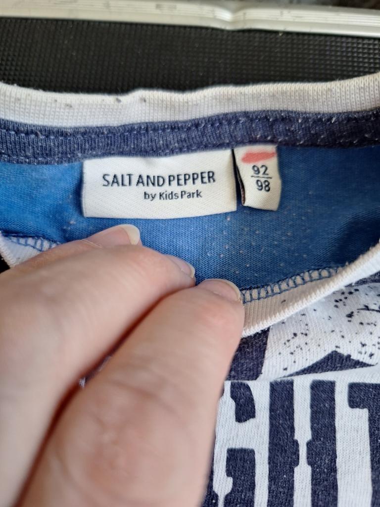 Blauw wit tshirt fire maat 92-98, Salt en pepper, Salt en pepper, Onbekend, Ophalen of Verzenden