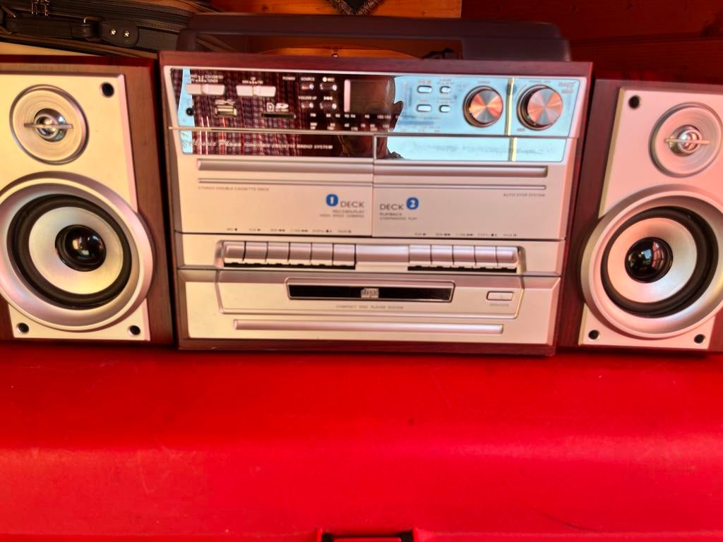 Stereo set met platenspeler, dubbel cassettedeck en CD, Overige merken, Gebruikt, Cassettedeck, Ophalen of Verzenden
