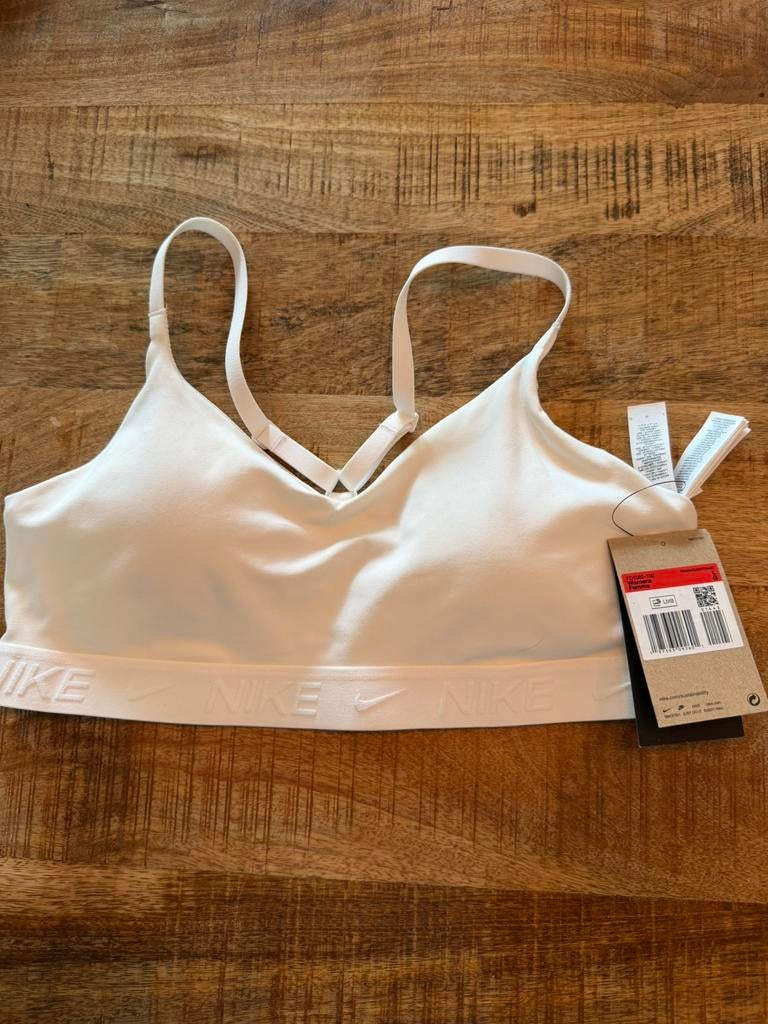 Nike sport BH top L wit light support, Ophalen of Verzenden, Nieuw, Wit, Fitness of Aerobics