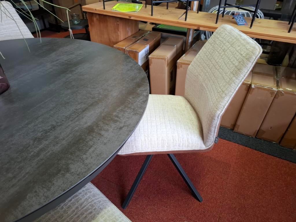 4 Nieuwe Stoelen, Draaibaar, Creme+Cognac, Franky van Xooon, Ophalen, Bruin, Nieuw, Stof