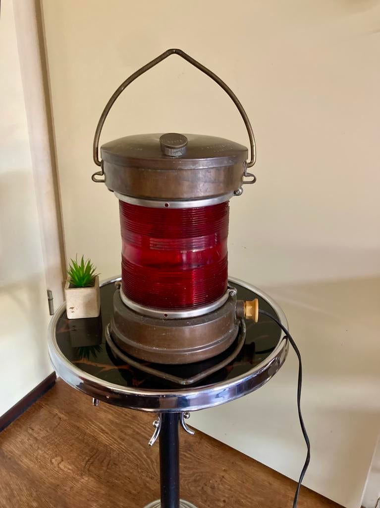 Zwaar koper messing scheepslamp Peters & Bey Hamburg 360ø., Ophalen