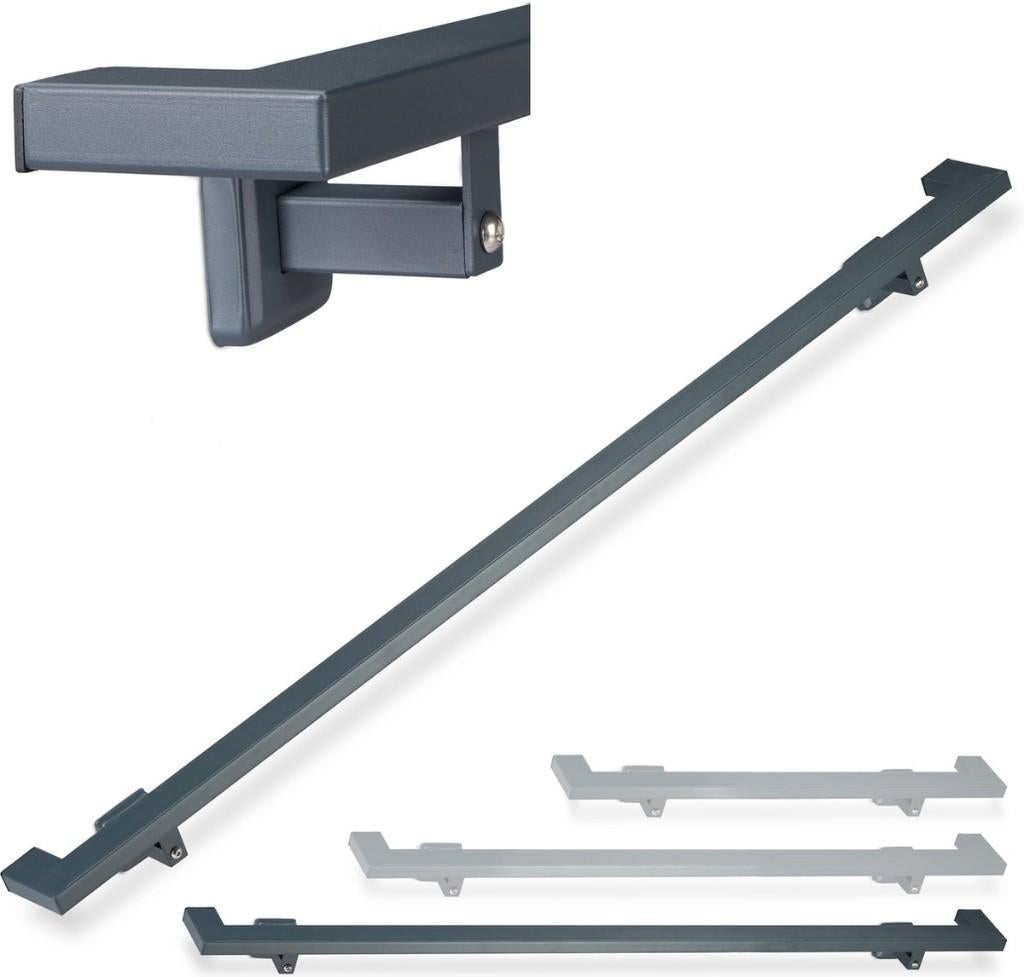 Trapleuning 200 cm Staal – Antraciet – Modern - Incl.Montage, Ophalen, Xx, Trap, Nieuw