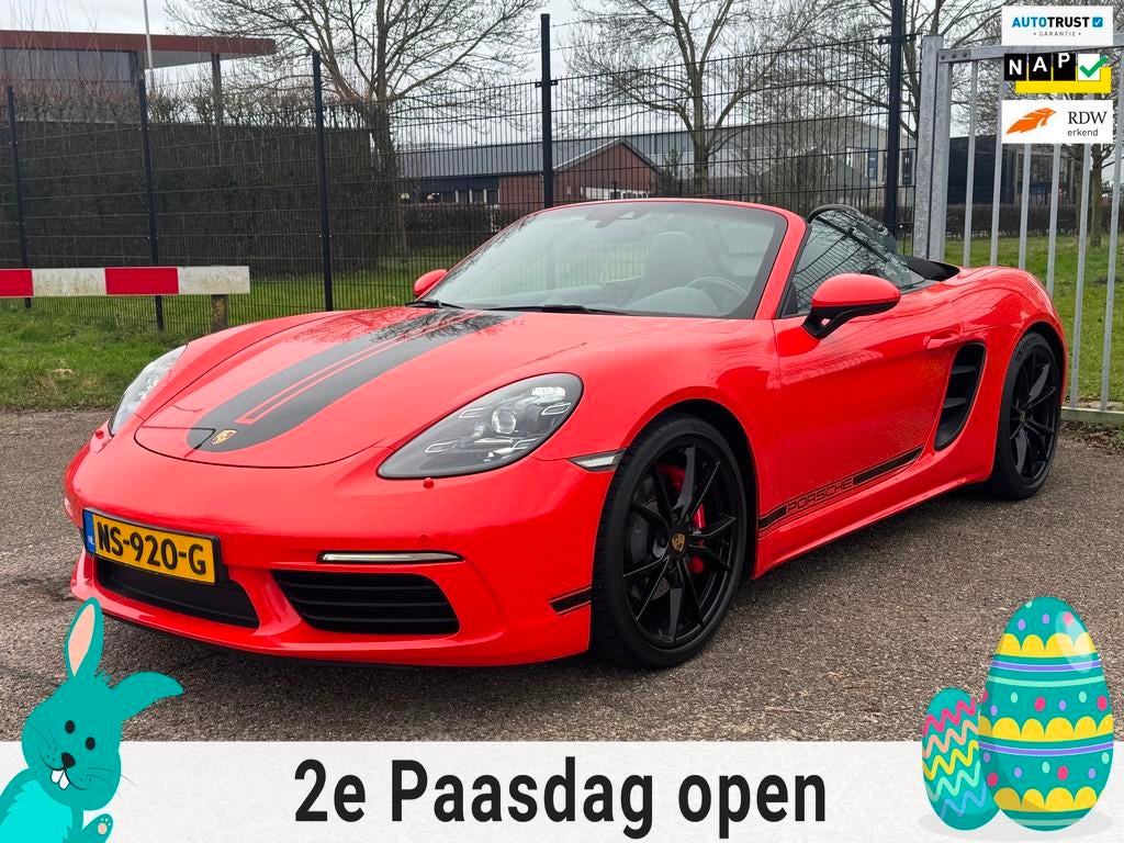 Porsche 718 Boxster S 2.5 350PK PDK Lava Orange Sportchrono, Achterwielaandrijving, Gebruikt, Euro 6, Cabriolet