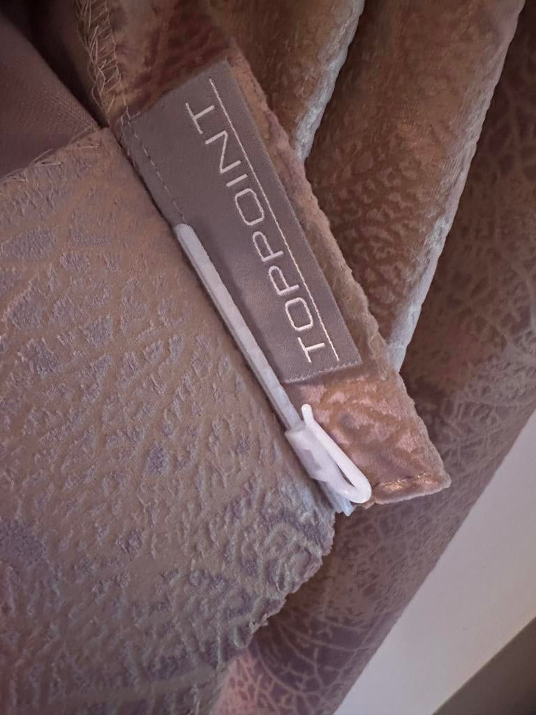 Luxe Toppoint Gordijn Oudroze met Gouden Print - 217x380cm, Ophalen, Gebruikt, Overige kleuren, 200 cm of meer
