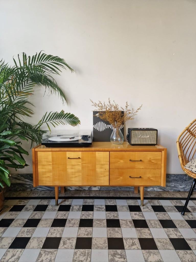 Vintage sixties dressoir | platenspeler meubel | kast, Ophalen, Gebruikt, 100 tot 150 cm, Vintage