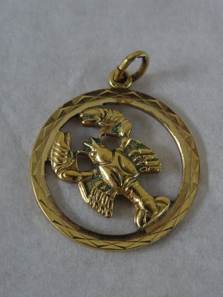 kettinghanger kreeft sterrenbeeld vintage doublé hanger, Overige materialen, Ophalen of Verzenden, Zo goed als nieuw, Goud