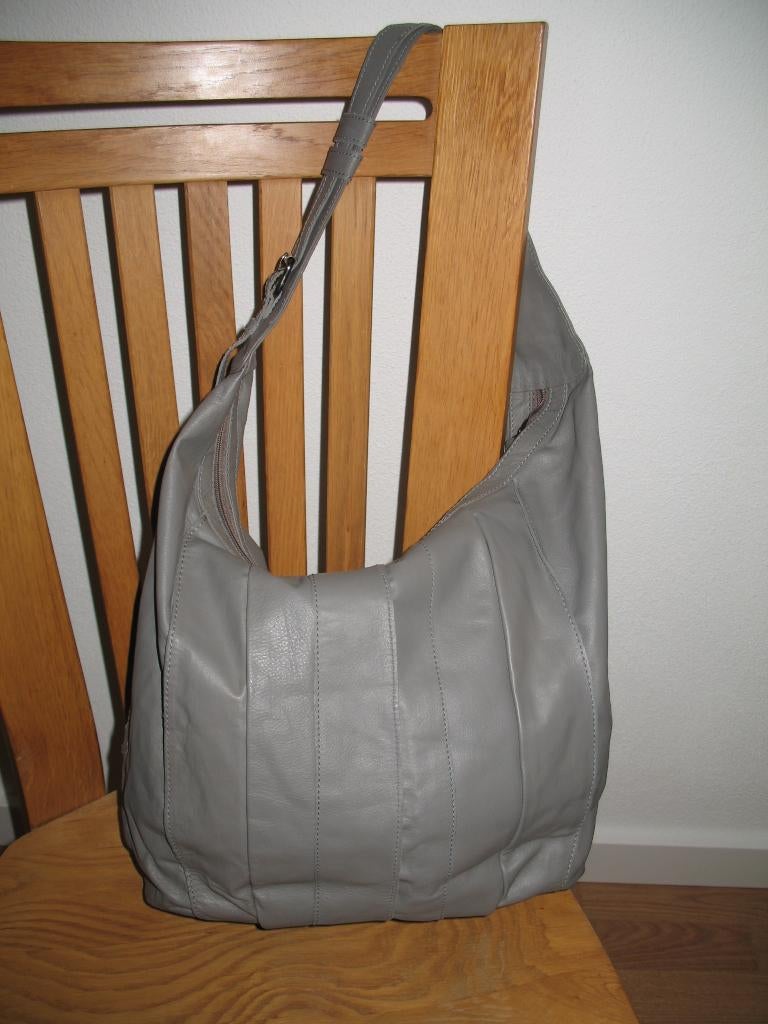 Leren Patchwork Shopper Tas Zacht Grijs Vintage, Ophalen of Verzenden, Nieuw, Grijs, Shopper