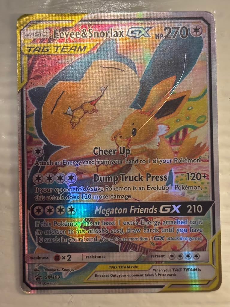 “Pokemon Eevee & Snorlax GX SM169 Tag Team Promo”, Ophalen of Verzenden, Zo goed als nieuw