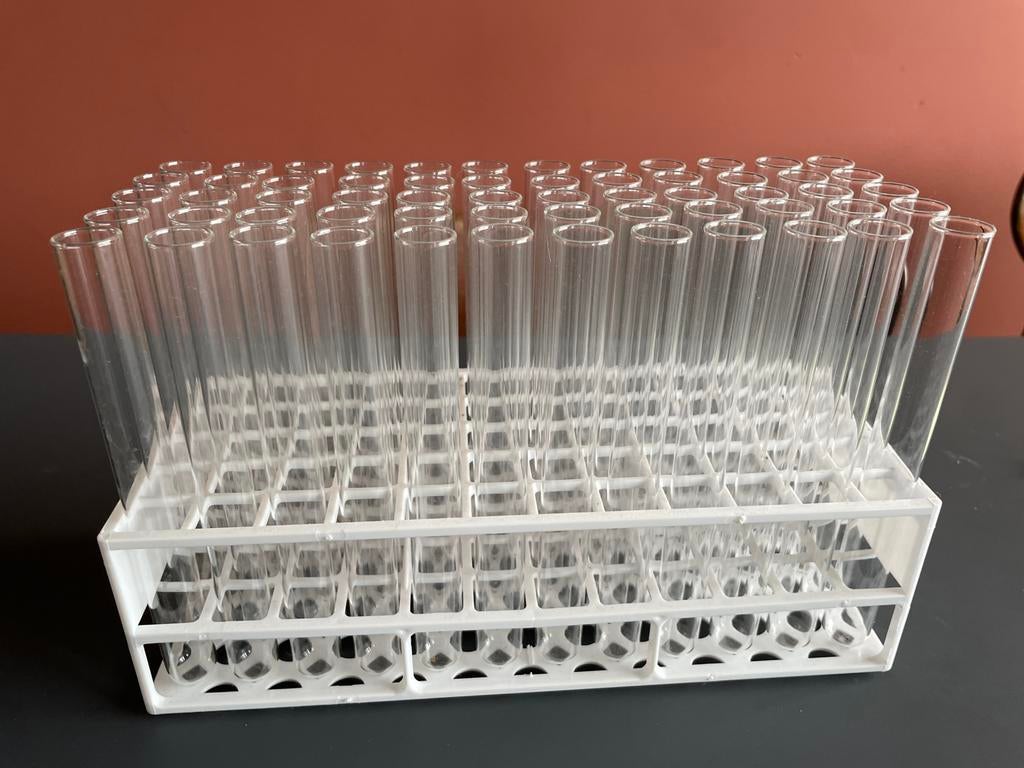 Reageerbuis 60 stuks in rekje, Ophalen, Overige kleuren, Minder dan 50 cm, Glas