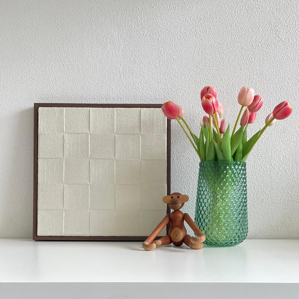 Schilderij / Wanddecoratie Jute op hout in bruine lijst., Minder dan 50 cm, Oorspronkelijke maker, Nieuw, Ophalen of Verzenden