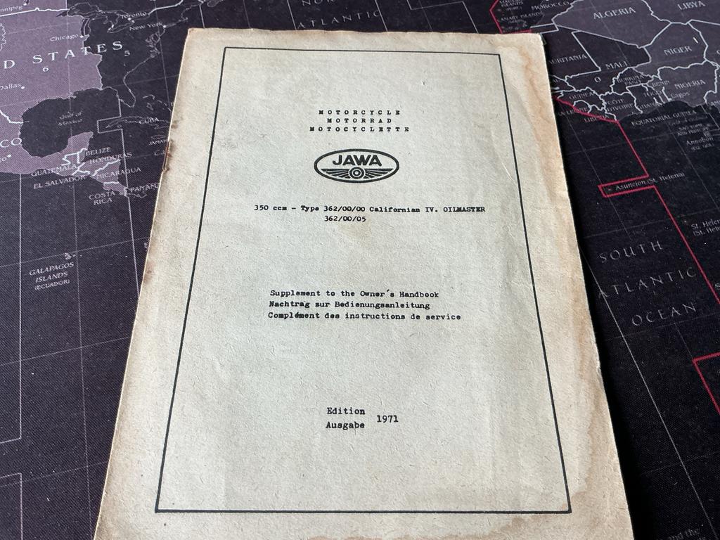 JAWA 350 Californian IV Olie Master Handleiding 1971, Motoren, Handleidingen en Instructieboekjes, Verzenden, Overige merken