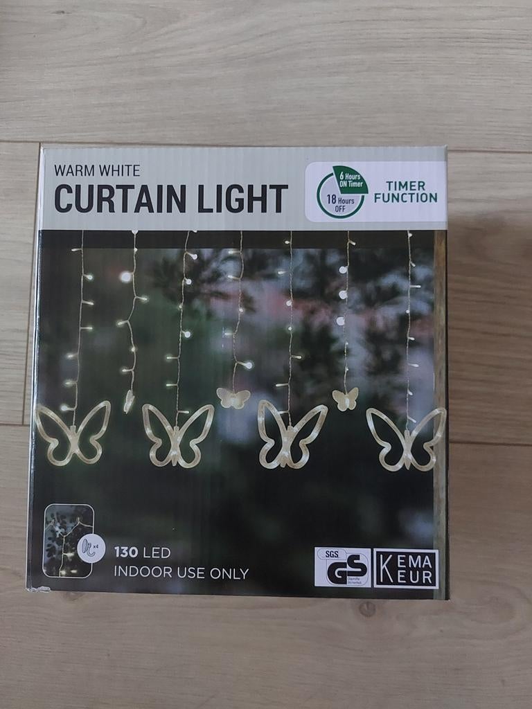 Vlinder LED Gordijn Licht Warm Wit met Timer Functie, Ophalen, Nieuw, Vlinder, Decoratief, Sfeervol