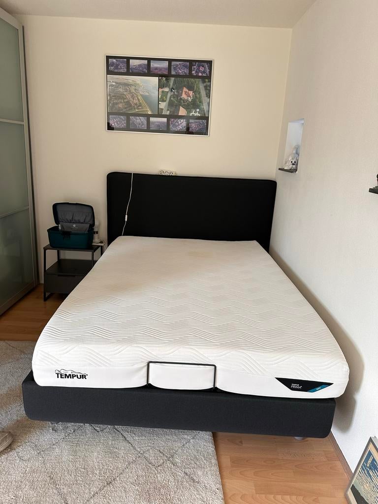 Tempur elektrisch verstelbaar bed 140x200, Ophalen, Zwart, 140 cm, Twijfelaar