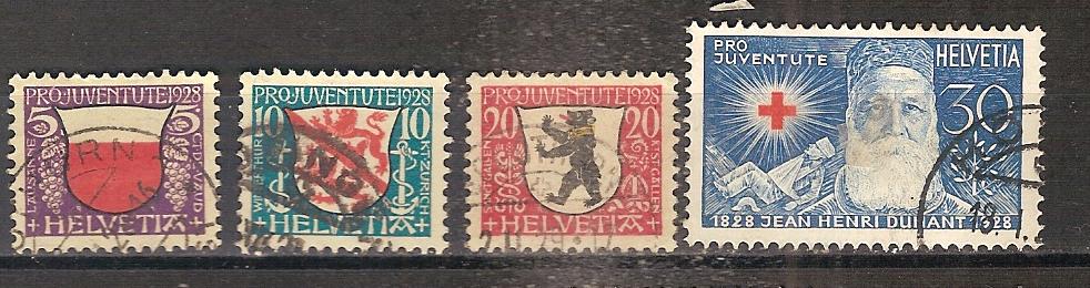 Zwitserland 229-232, Ophalen of Verzenden, Gestempeld