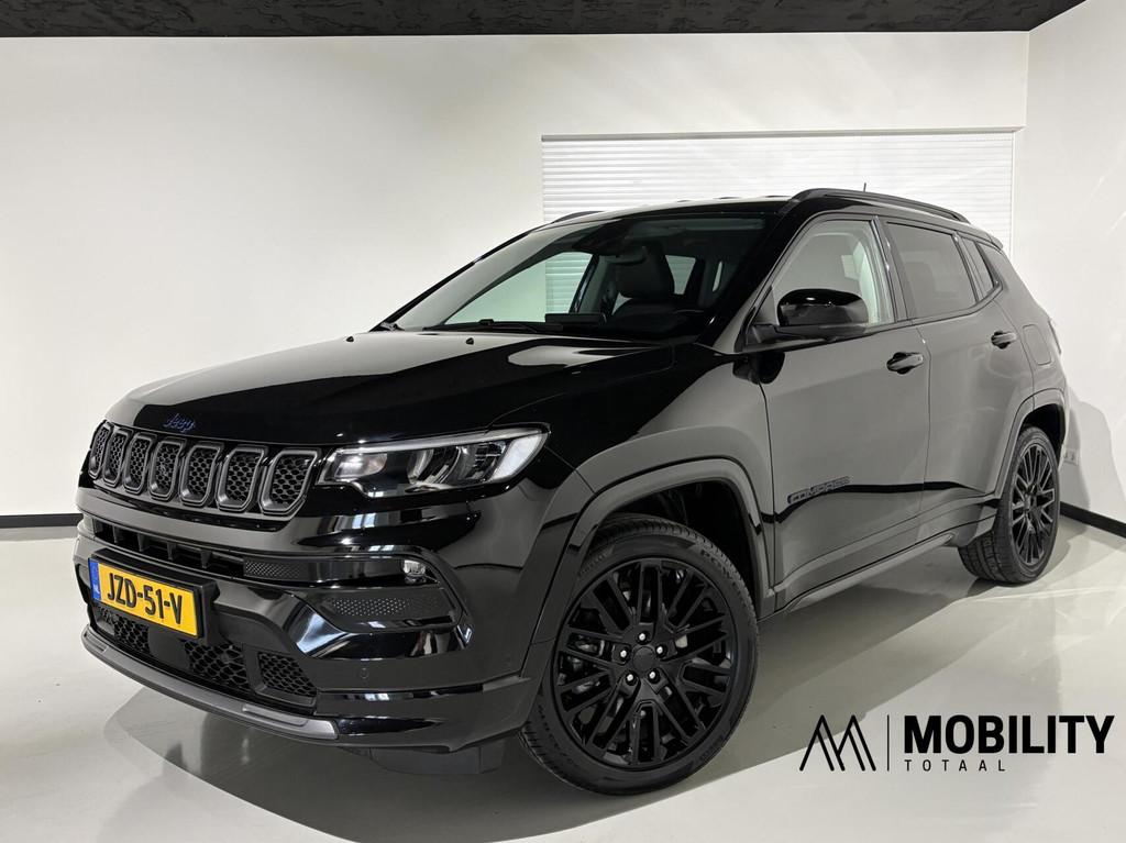 Jeep Compass 4xe 240 Plug-in Hybrid Electric S|Black|Leder|3, Auto's, Jeep, Bedrijf, Te koop, Compass, 360° camera, 4x4, ABS, Achteruitrijcamera