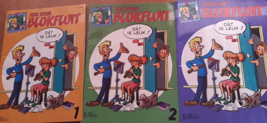 Tom Stone, Blokfluit spelen Dàt is Leuk deel 1, 2 en 3, Gebruikt, Les of Cursus, Ophalen of Verzenden, Blokfluit